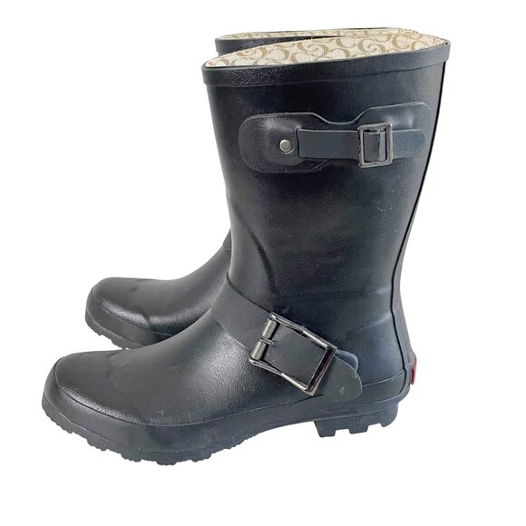Chooka Classic Mid-Calf Racer Black Rain Boots Women's 9 Pull on Comfort - Picture 6 of 6